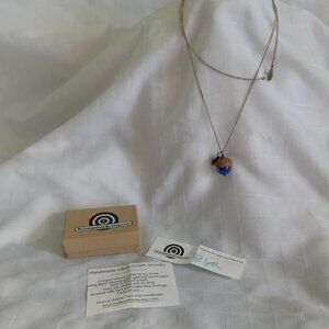 Glass Acorn Necklaces - Stormy Blue Swirl made by Beth from Bullseye beads